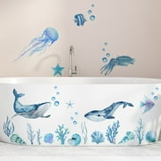 Large Dolphin Wall Decals Under The Sea Wall Stickers Ocean Fish Wall Decals Underwater Animal Bubble Seaweed Ocean Wall Stickers Big Dolphin Wall Stickers for Kids Room Nursery Bathroom